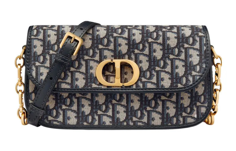DIOR 30 Montaigne Fabric Shoulder Bag, Crossbody Bag Women's Blue