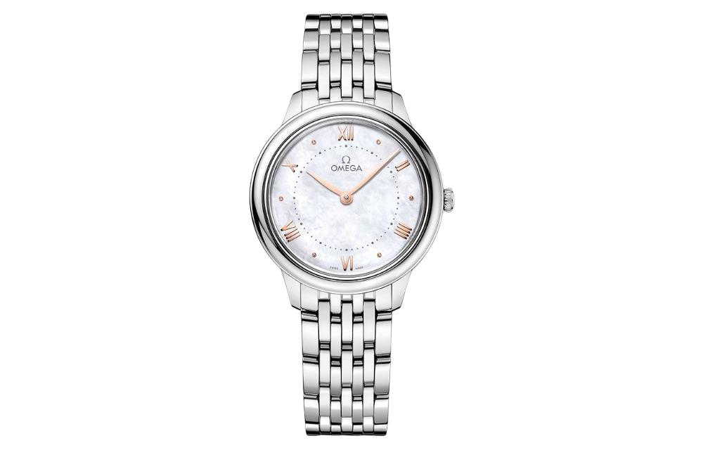 OMEGA Серия Омега Де Виль элегантный Кварцевый механизм 30 метров. водонепроницаемый Женские часы rui watch 30 мм белый Наберите сталь