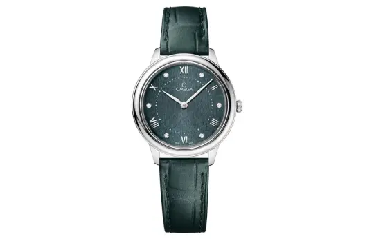OMEGA Disc Fly Collection Elegant Quartz Movement 30m Waterproof Women's Watch 30mm Green Dial