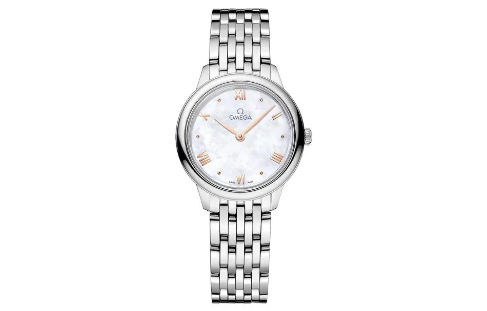 OMEGA Disc Fly Collection Elegant Quartz Movement 30m Waterproof Women's Watch 27.5mm White Dial