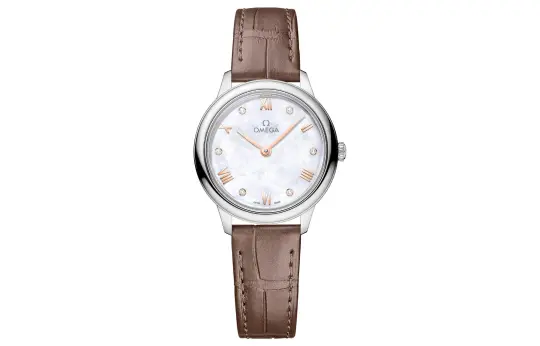OMEGA Disc Fly Collection Elegant Quartz Movement 30m Waterproof Women's Watch 27.5mm White Dial