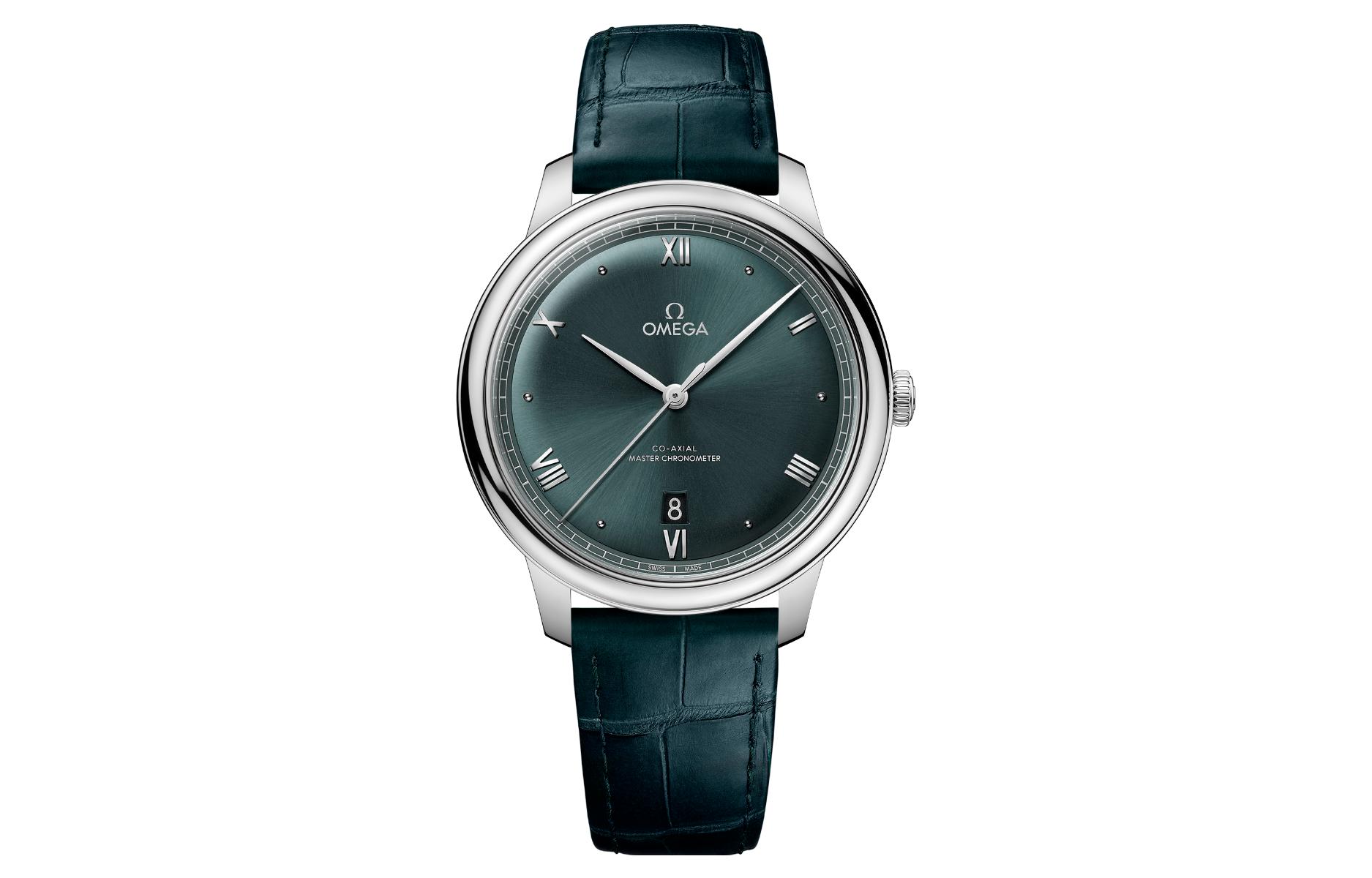 OMEGA Серия Омега Де Виль элегантный автоматическая Механическое движение 30 метров водонепроницаемый мужской Смотреть rui Watch 40 мм зеленый Dial Steel Case Crocodile Leather щит