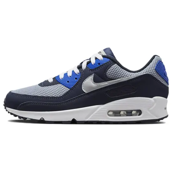 Nike Air Max 90 Lifestyle Shoes Men Low-top Blue With Black Lettering