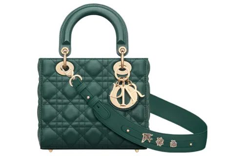 DIOR Lady Dior Quilting Sheepskin Handbag Shoulder Bag, Crossbody Bag, Handbag Small Women's Dark Green