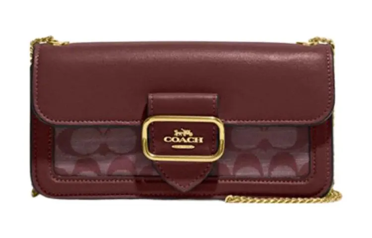 COACH Morgan Fabric With Cow Leather Shoulder Bag, Crossbody Bag Small Women's Burgundy