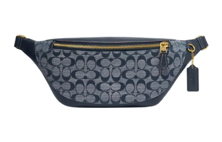 COACH Warren Cow Leather With Textile Shoulder Bag, Fanny Pack Large Men's Denim