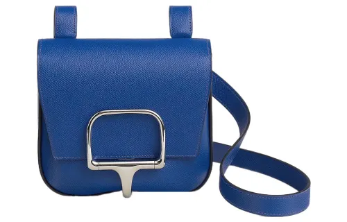 HERMES Della Cavalleria Silver Tone Buckle Epsom Calfskin Shoulder Bag, Crossbody Bag Mini Women's