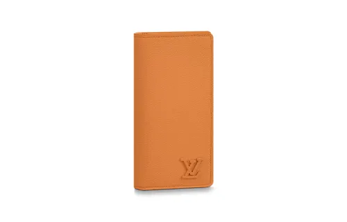 LOUIS VUITTON Brazza Aerogram Leather Wallet Men's Orange