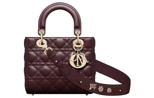 DIOR Lady Dior Quilting Sheepskin Handbag Shoulder Bag, Crossbody Bag, Handbag Small Women's Fuchsia