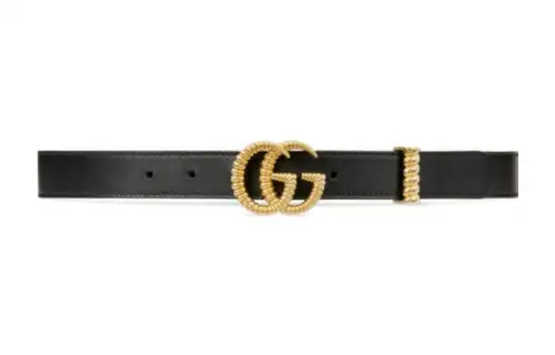 GUCCI GG Marmont Cow Leather Belts Women's Black Width 2.5cm