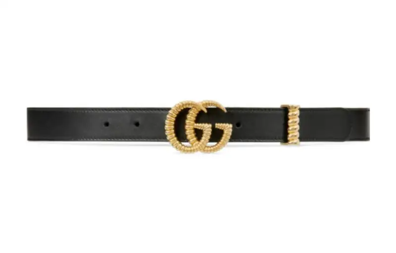 GUCCI GG Marmont Cow Leather Belts Women's Black Width 2.5cm
