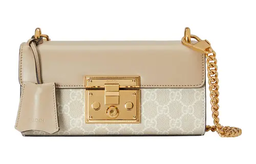 GUCCI Padlock Canvas With Leather Trim Crossbody Bag, Shoulder Bag Women's