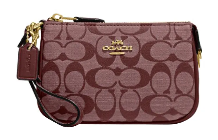 COACH Nolita Canvas With Leather Handbag Clutch Mini Women's Burgundy