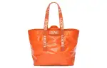 LOEWE Paper Texture Cow Leather Tote Bag, Shopping Bag, Shoulder Bag, Handbag Regular Unisex Orange