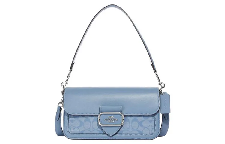 COACH Morgan Cow Leather With Textile Shoulder Bag, Handbag, Shoulder Bag Medium Women's Light Blue