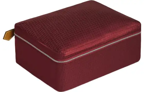 HERMES Travelsilk Silk, Bareina Calfskin Travel Storage Bag Men's Red