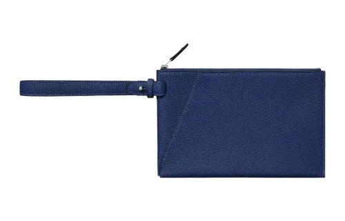 HERMES Cabavertige Togo Calfskin Clutch Men's 73 Bleu Saphir Sapphire Blue