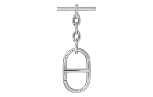 HERMES Strap Keychain Unisex Silver