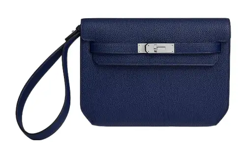 HERMES Kelly Depeches Togo Calfskin Clutch Men's 73 Bleu Saphir Sapphire Blue