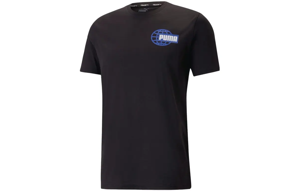 PUMA T-Shirts Men's Black Crew Neck Moderate Straight Fit