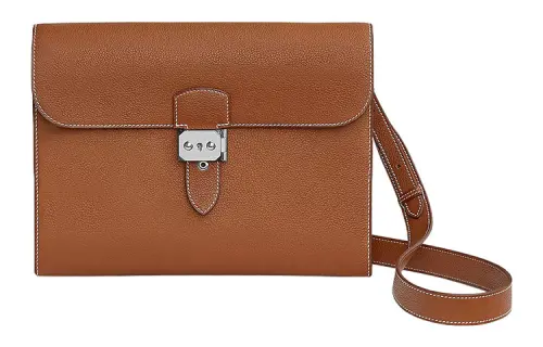 HERMES Sac A Depeches Barenia Calfskin Messenger Bag, Shoulder Bag, Crossbody Bag Men's 34 Fauve Light Tawny