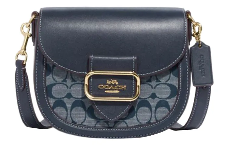 COACH Morgan Cow Leather With Textile Shoulder Bag, Crossbody Bag Small Women's Denim Blue