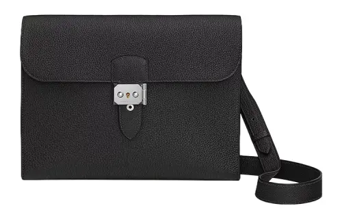 HERMES Sac A Depeches Togo Calfskin Messenger Bag, Shoulder Bag, Crossbody Bag 29 Men's Noir Black
