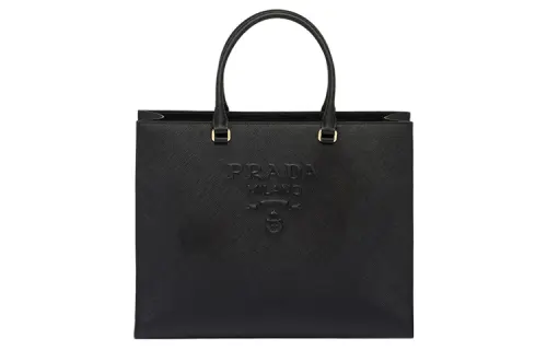 PRADA Saffiano Leather Shoulder Bag, Crossbody Bag, Handbag Large Women's Black