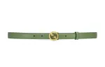 GUCCI Blondie Leather Belts Women's Green Width 2cm