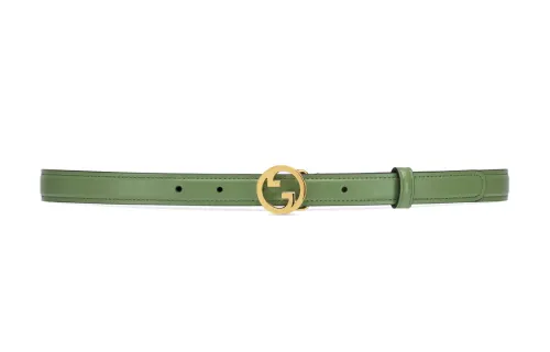GUCCI Blondie Leather Belts Women's Green Width 2cm