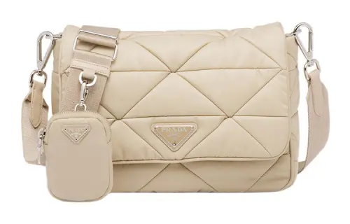 PRADA Fabric Crossbody Bag, Shoulder Bag Women's Beige