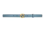 GUCCI Blondie Leather Belts Women's Blue Width 2cm