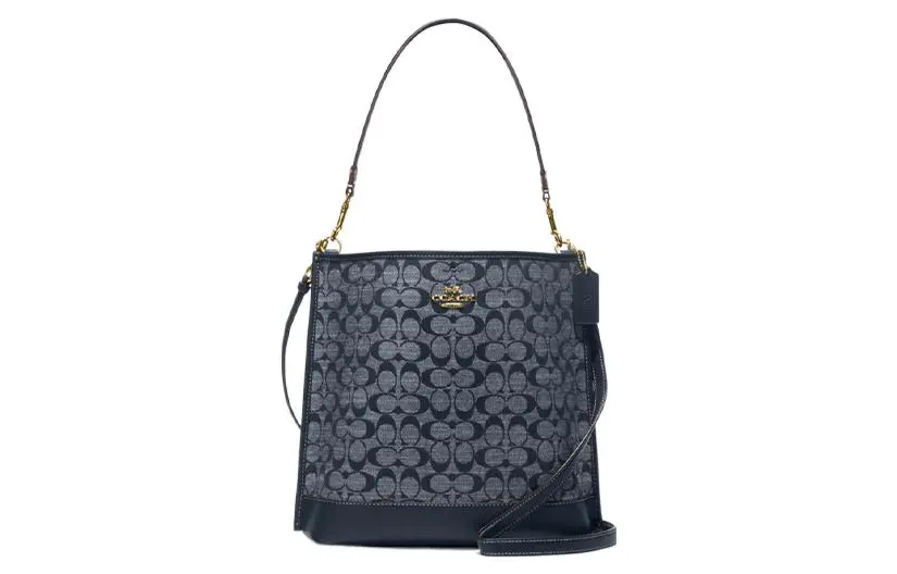 COACH Mollie Fabric With Cow Leather Bucket Bag, Handbag, Shoulder Bag, Crossbody Bag 28 Women's Denim Blue