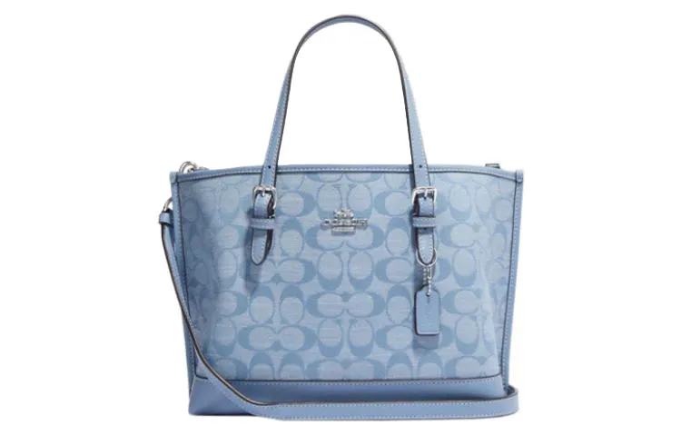 COACH Mollie Fabric With Cow Leather Handbag, Shoulder Bag, Crossbody Bag 25 Women's Light Blue