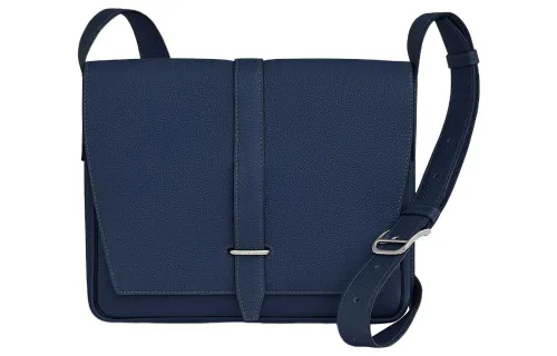 HERMES Steve Light Junior Togo Calfskin Messenger Bag, Shoulder Bag, Crossbody Bag Men's 73 Bleu Saphir Sapphire Blue