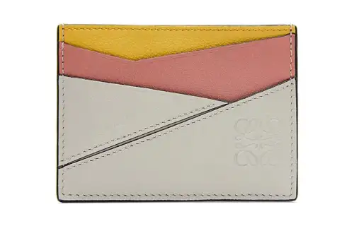LOEWE Puzzle Cow Leather Card Holder Card Holder Women's Light And Ethereal Gray/Peachy Pink