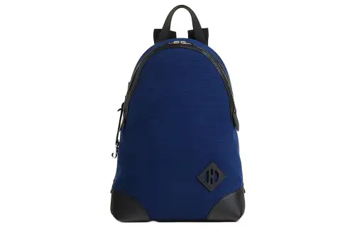 HERMES Nouveau Sac A Dos T&C Bivouac Canvas With Swift Leather Backpack Men's Sapphire Blue & Black