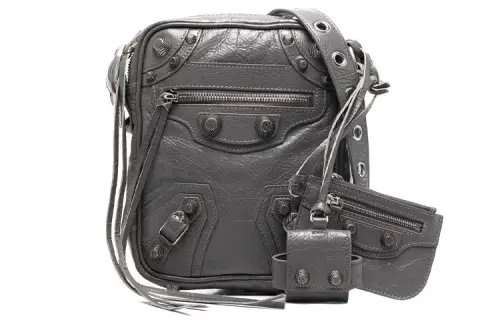 Balenciaga Le Cagole Cow Leather Messenger Bag, Camera Bag, Shoulder Bag, Crossbody Bag Men's Dark Gray