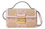 GUCCI Jumbo GG Canvas With Leather Canvas Bag, Box Bag, Shoulder Bag, Crossbody Bag, Handbag Mini Women's Beige & Pink
