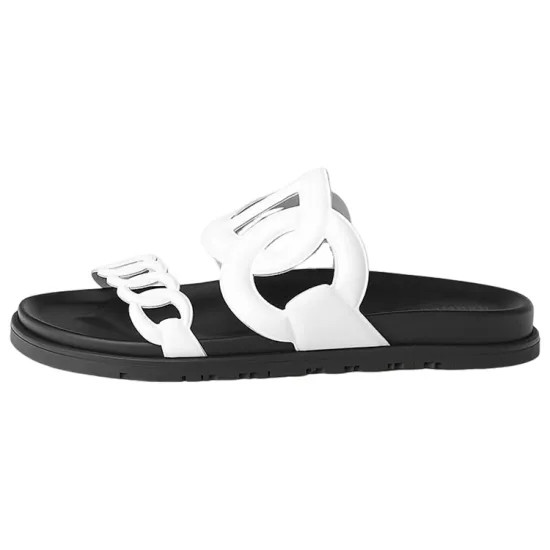 HERMES Extra Slide Slippers Women's Black White