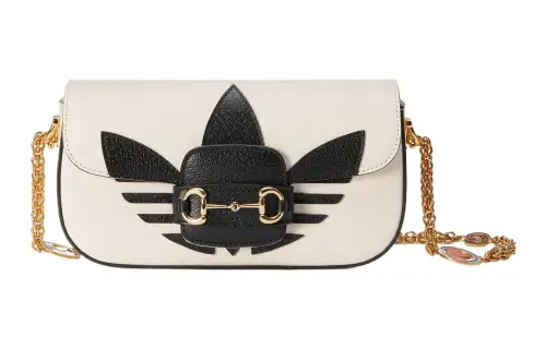 GUCCI Adidas Originals Collaboration Leather Crossbody Bag, Shoulder Bag Women's White