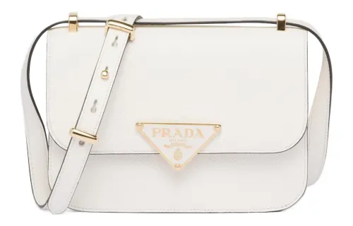PRADA Saffiano Leather Crossbody Bag, Shoulder Bag Women's White