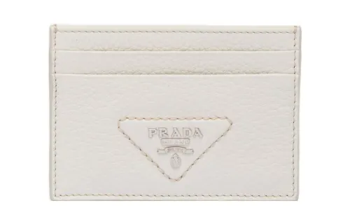 PRADA Leather Card Holder Men's White