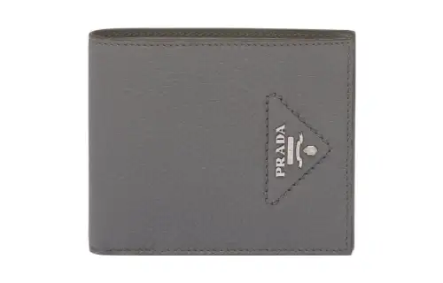 PRADA Leather Wallet Men's Gray