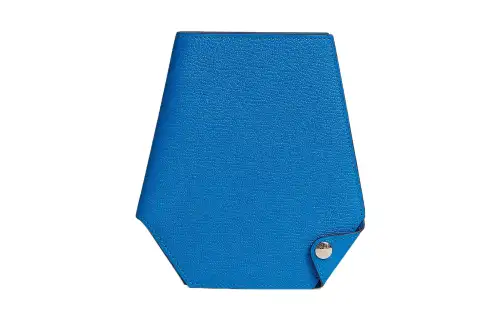HERMES Clochette Silver Tone Buckle Mysore Goat Skin Card Holder, Wallet Men's T7 Hydra Aqua Blue