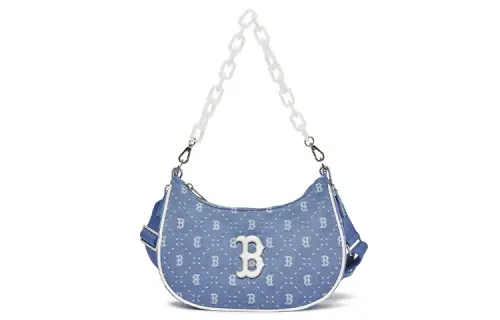 MLB Artificial Leather Shoulder Bag, Hobo Bag, Crossbody Bag Regular Women's Denim Light Blue