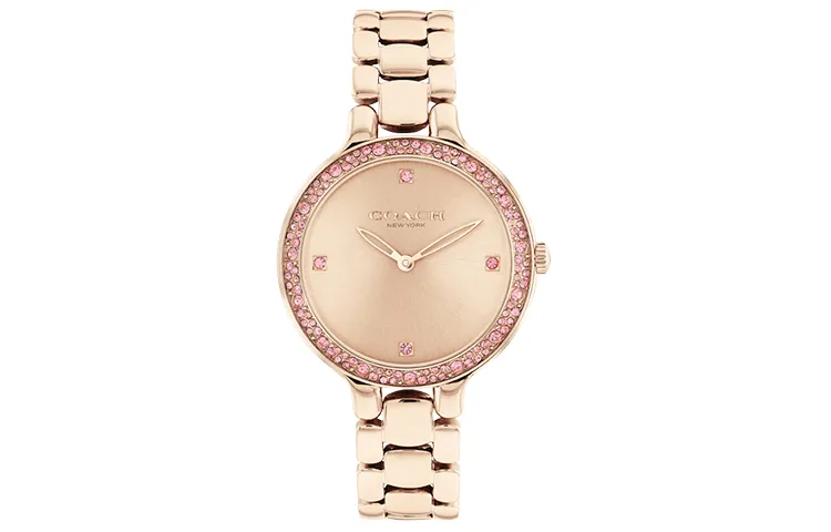 COACH GRACIE Wrist Watches Quartz Movement Stainless Steel Watchband 32mm Gold Dial Women's Watch 30m Water Resistant