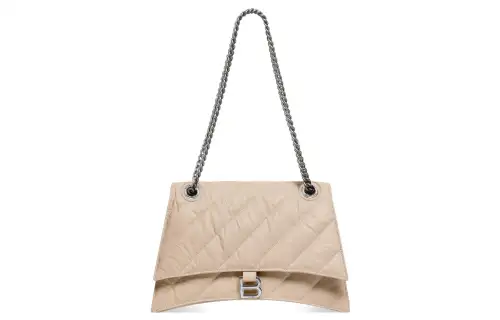 Balenciaga Crush Cow Leather Portable Crossbody Bag, Shoulder Bag Women's Milk Tea