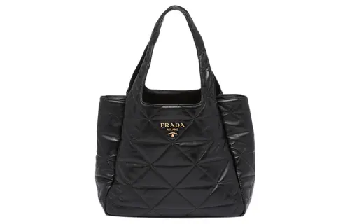 PRADA Leather One Shoulder Handbag Large Women's Black