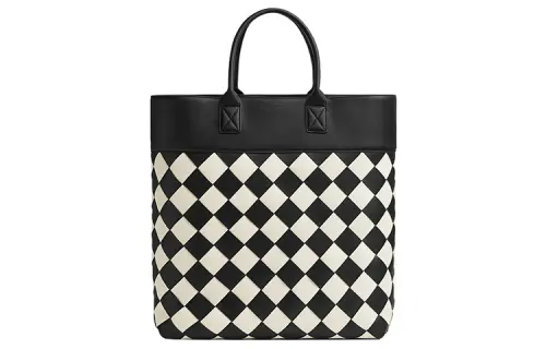 Bottega Veneta Cabat Lambskin Tote Bag, Shopping Bag, Handbag Large Women's Black/Mist White